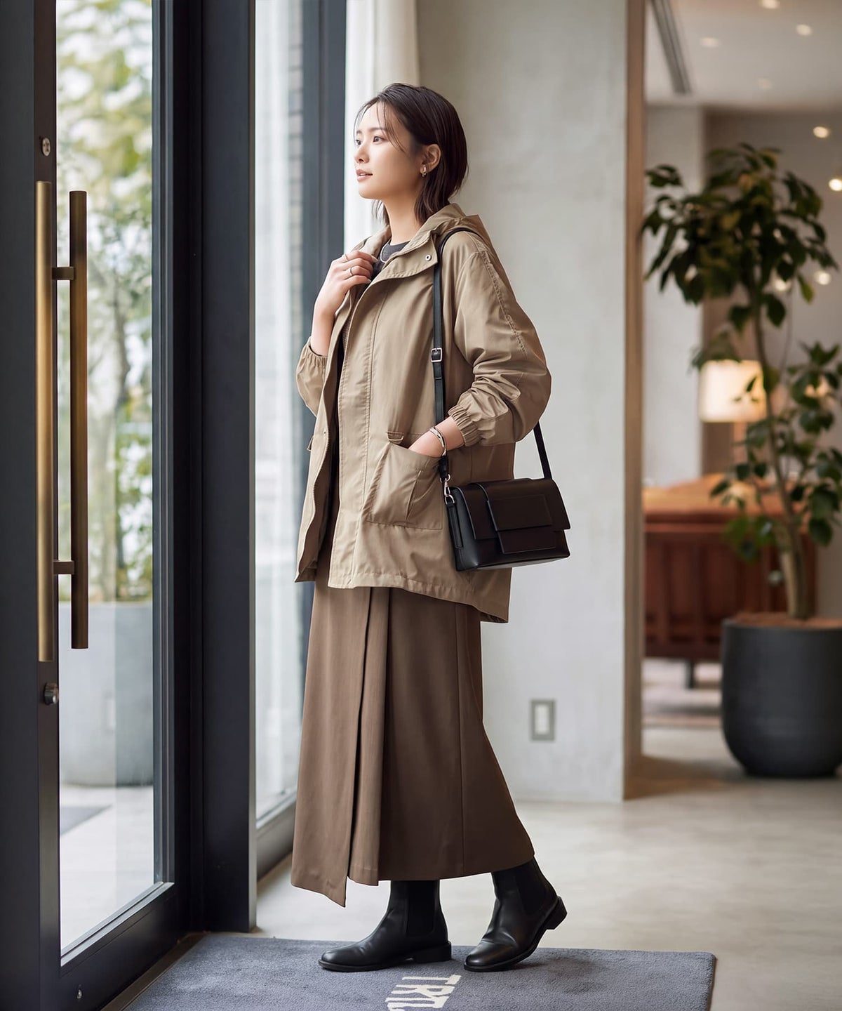 着用イメージ 163cm ベージュ