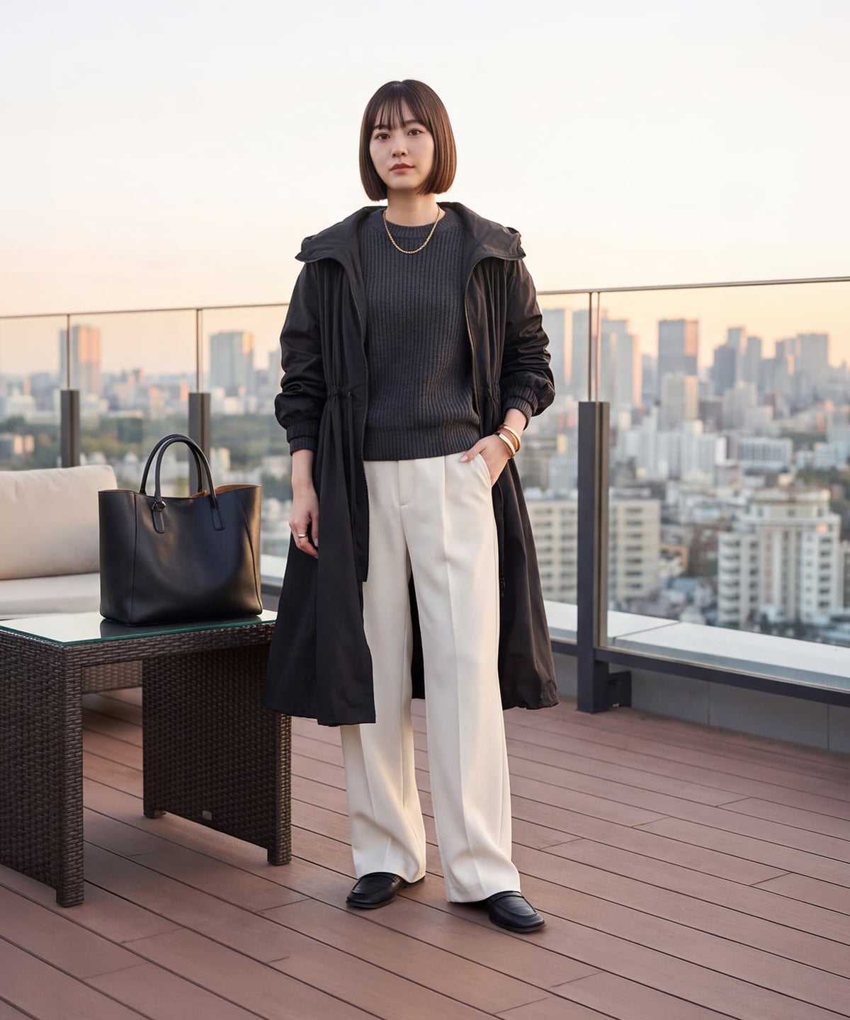着用イメージ 163cm ブラック