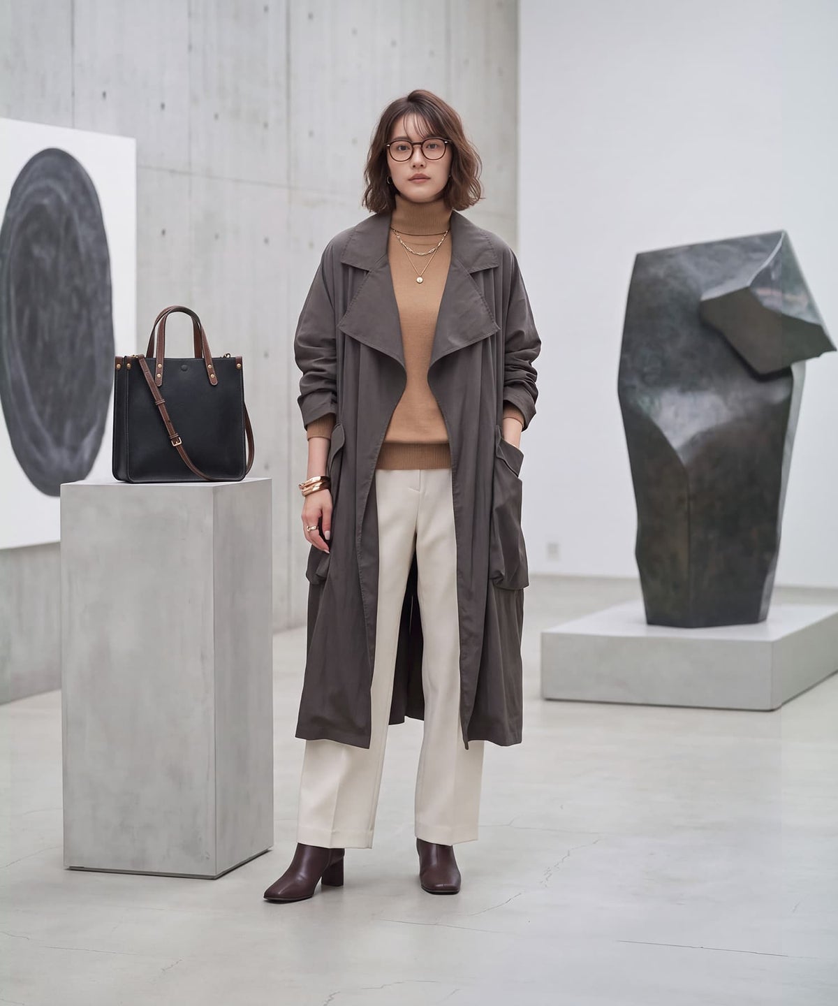 着用イメージ 163cm チャコール
