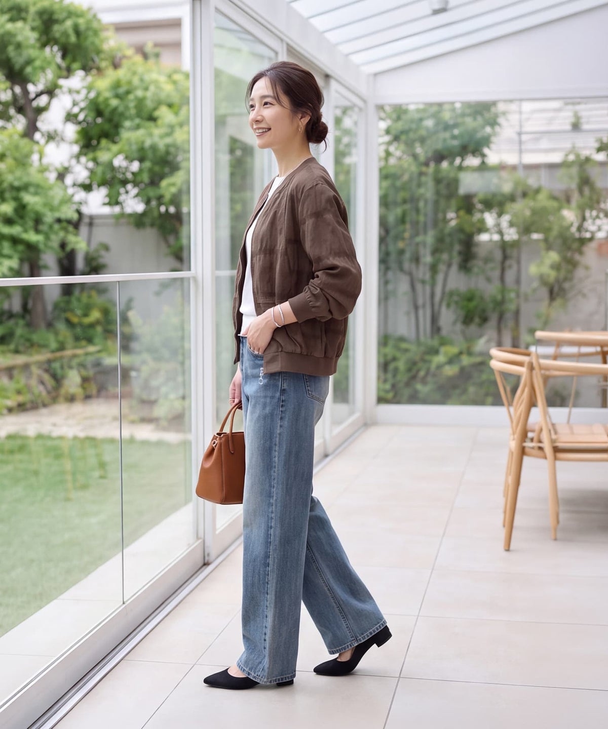 着用イメージ 163cm カーキブラウン