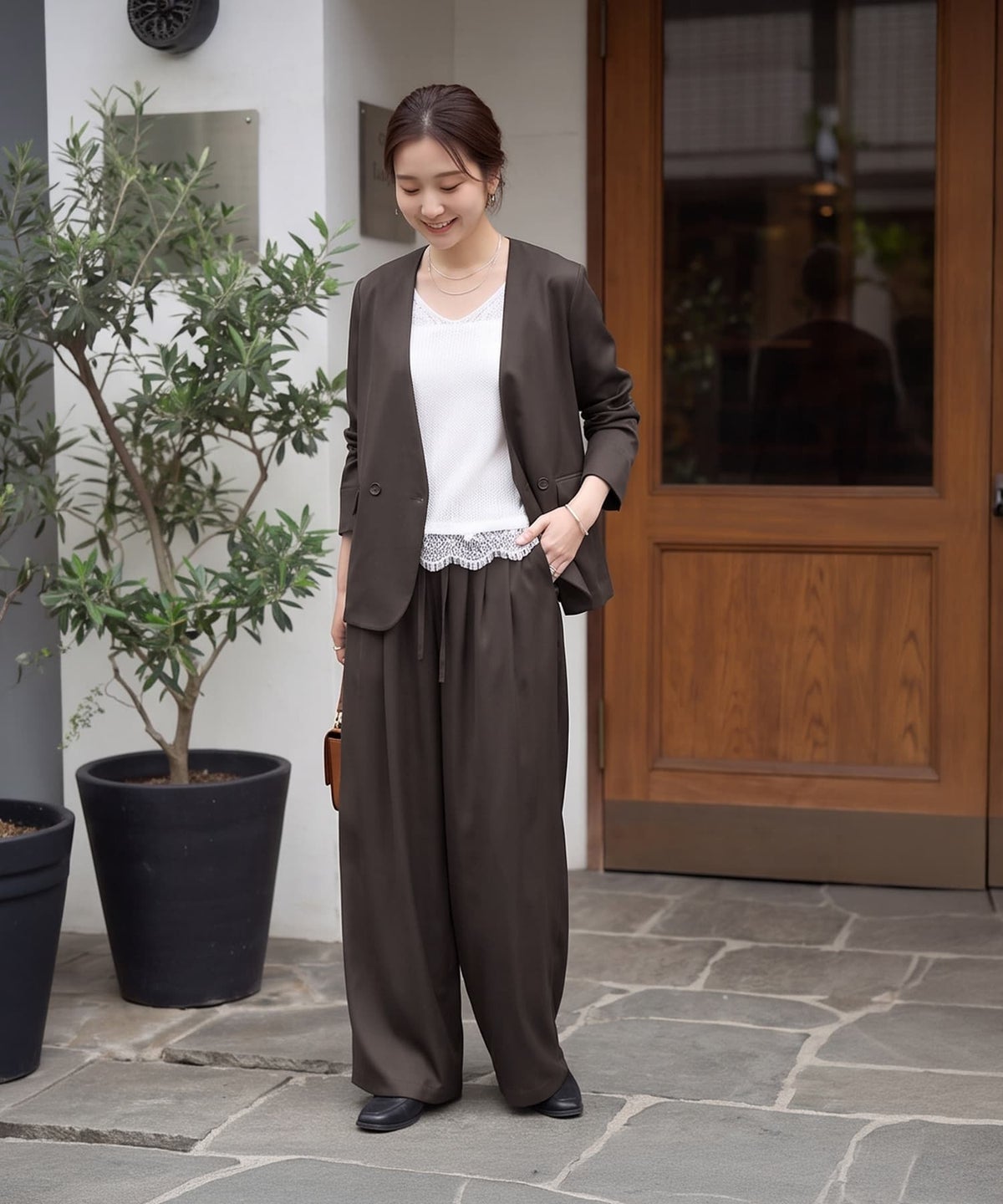 着用イメージ 163cm コーヒー