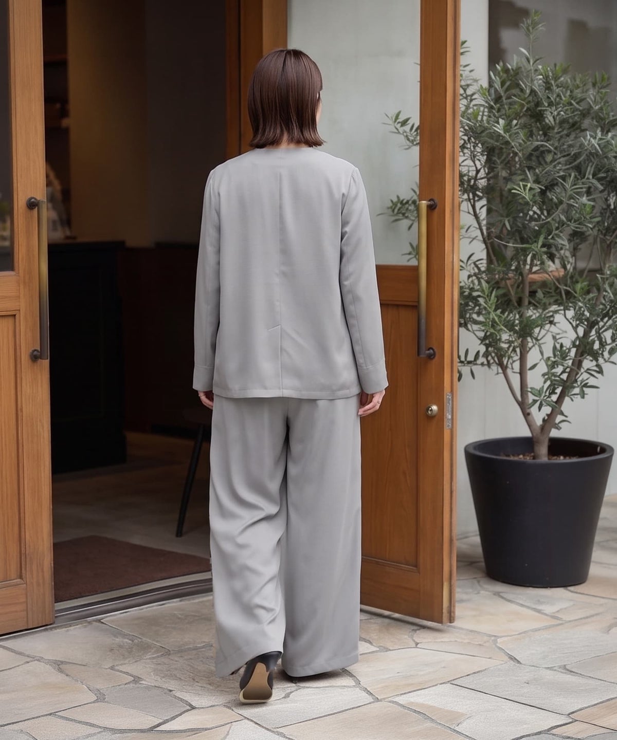 着用イメージ 163cm ライトグレー