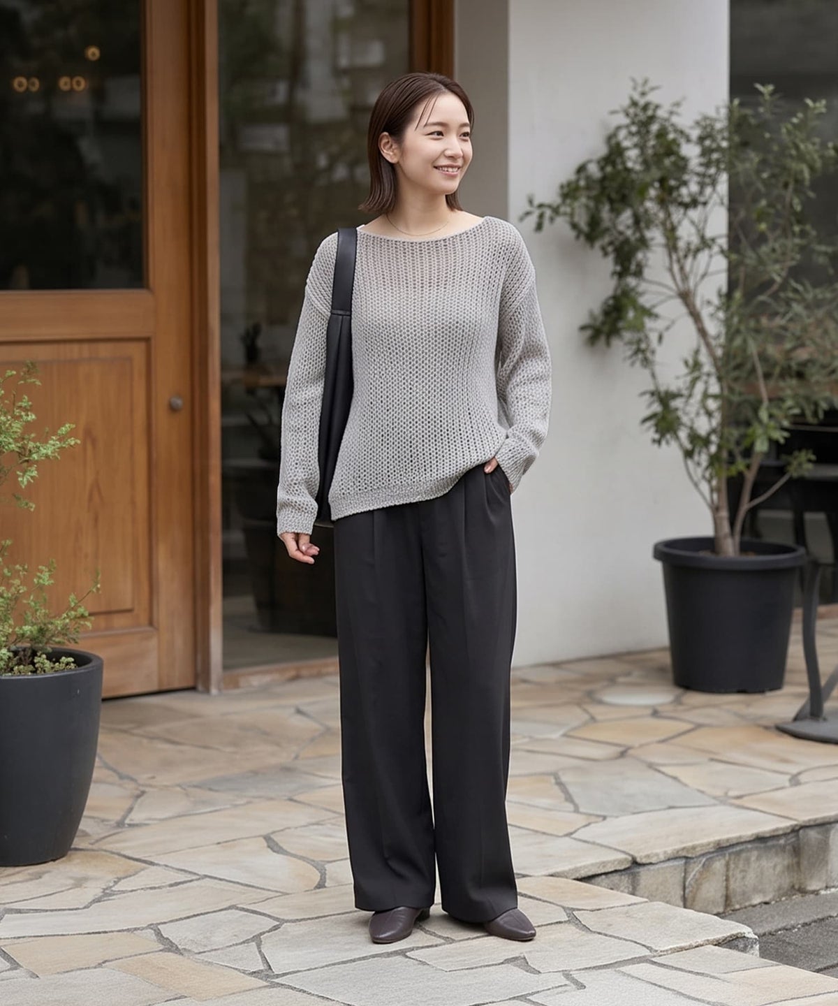 着用イメージ 163cm グレージュ