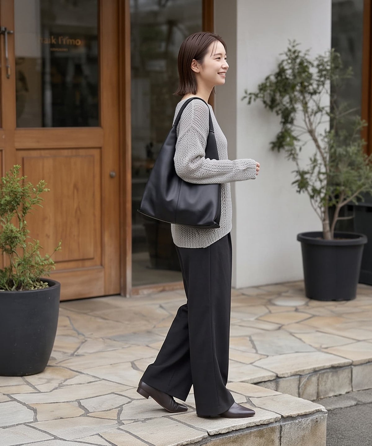 着用イメージ 163cm グレージュ
