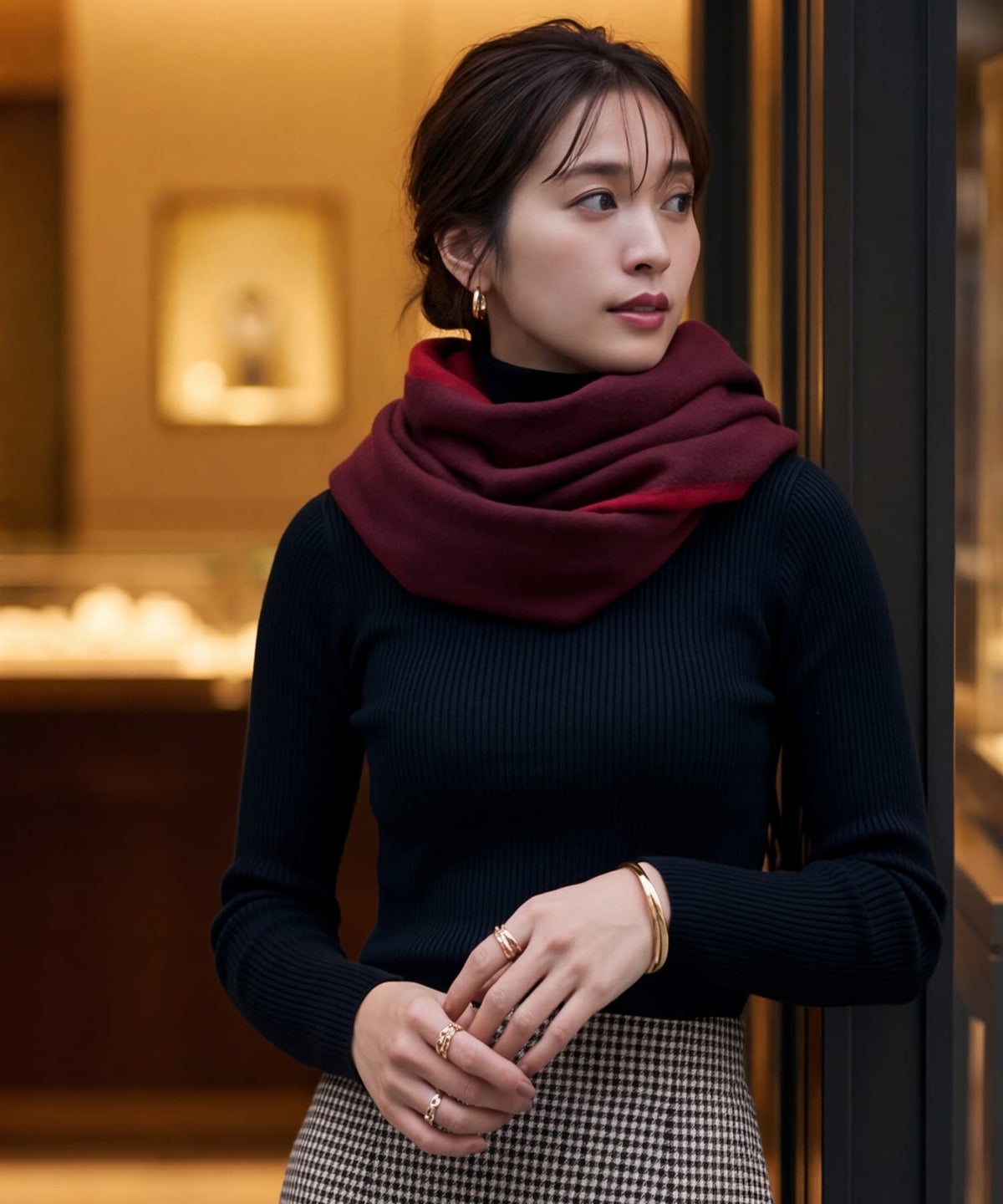 着用イメージ 163cm レッド