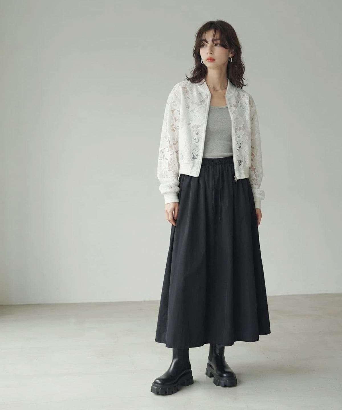着用イメージ 170cm オフホワイト