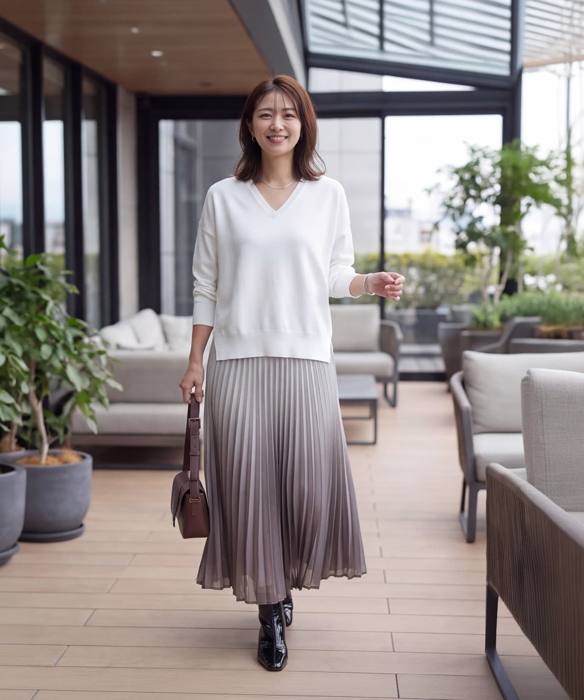 着用イメージ 163cm ホワイト