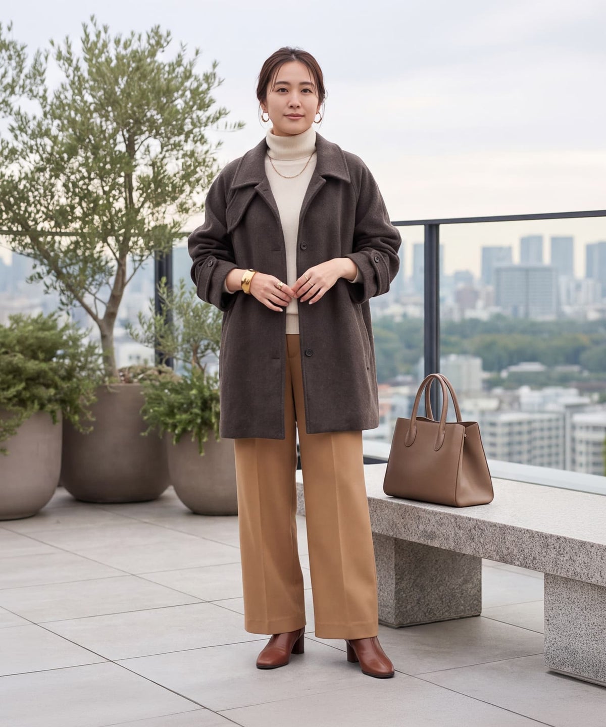 着用イメージ 163cm ブラウン