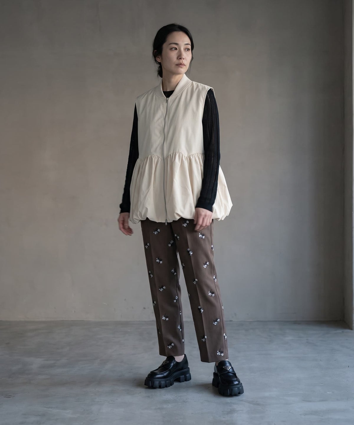 着用イメージ 170cm アイボリー