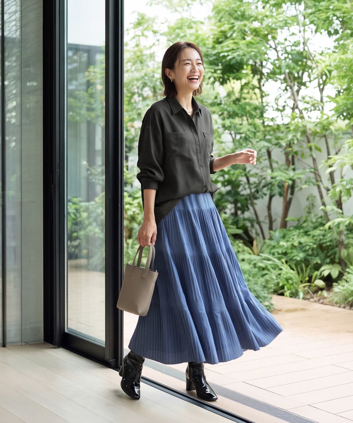 着用イメージ 163cm ニュアンスブルー