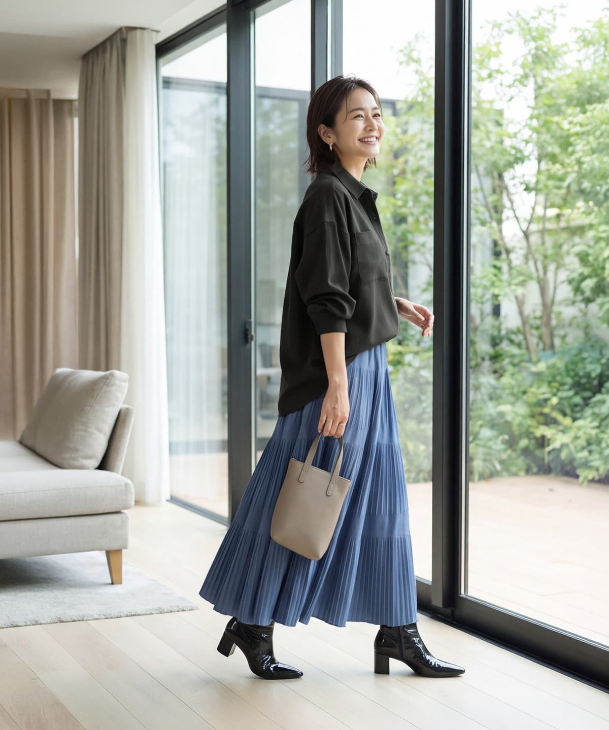 着用イメージ 163cm ニュアンスブルー