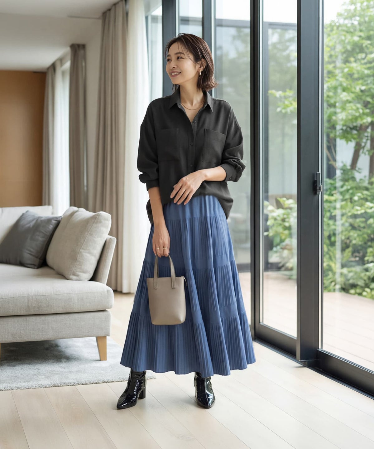着用イメージ 163cm ニュアンスブルー