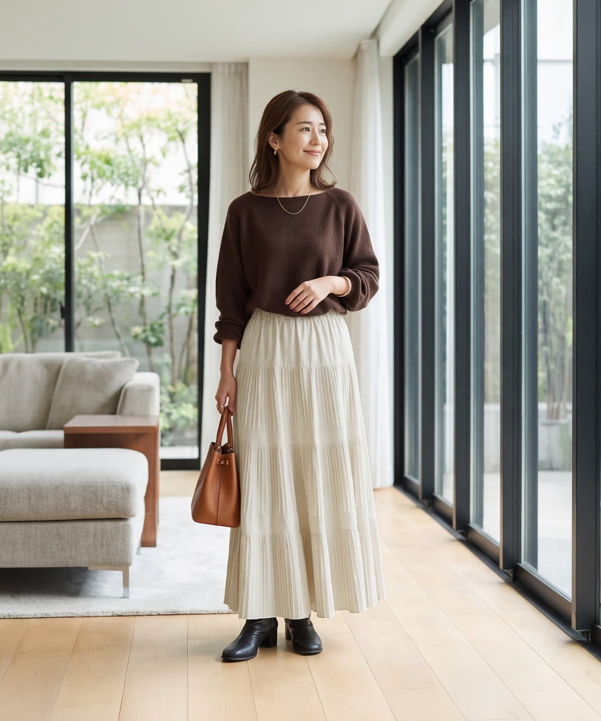 着用イメージ 163cm エクリュ