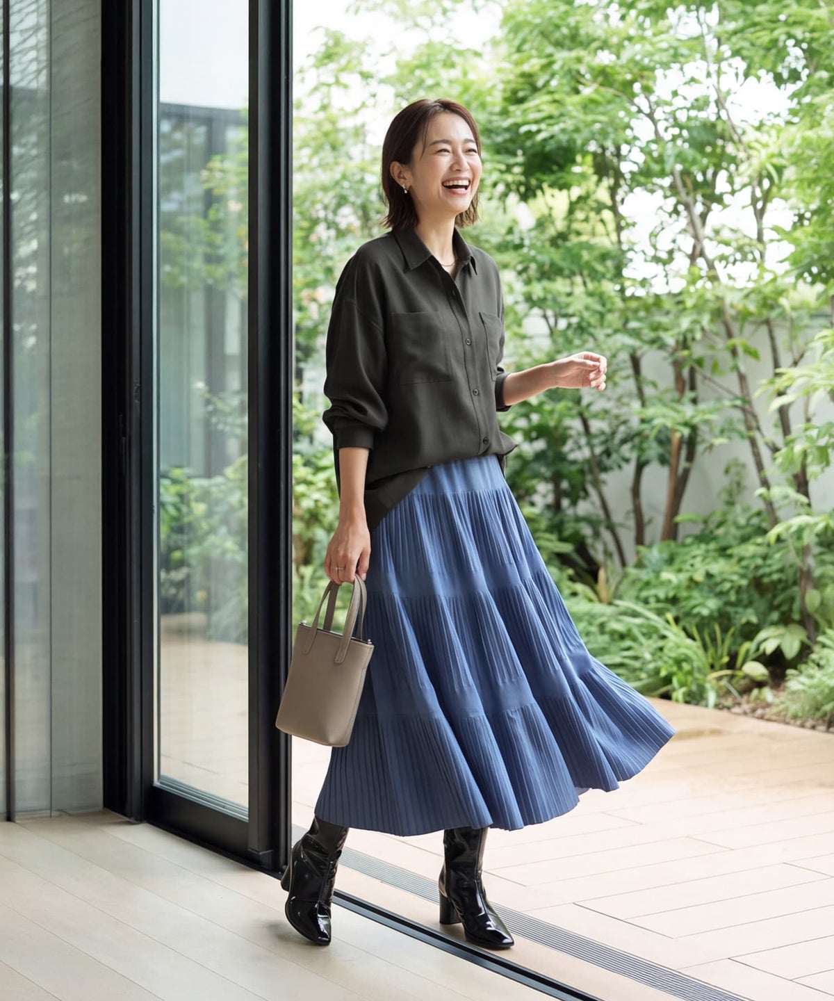 着用イメージ 163cm ニュアンスブルー