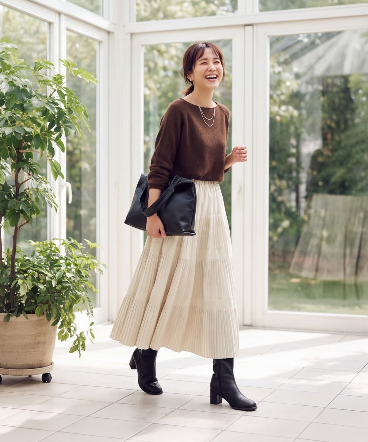 着用イメージ 163cm エクリュ