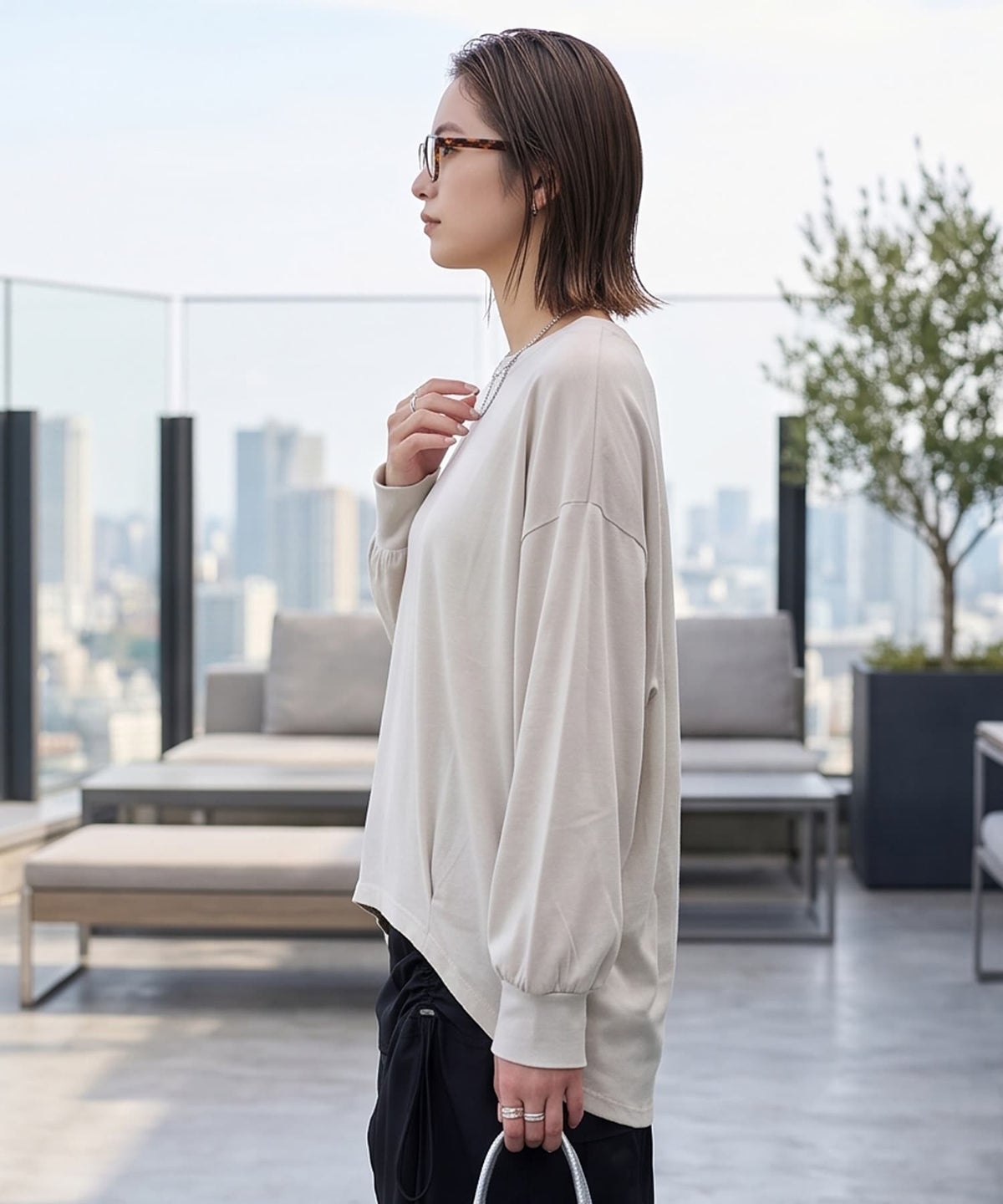 着用イメージ 163cm グレージュ