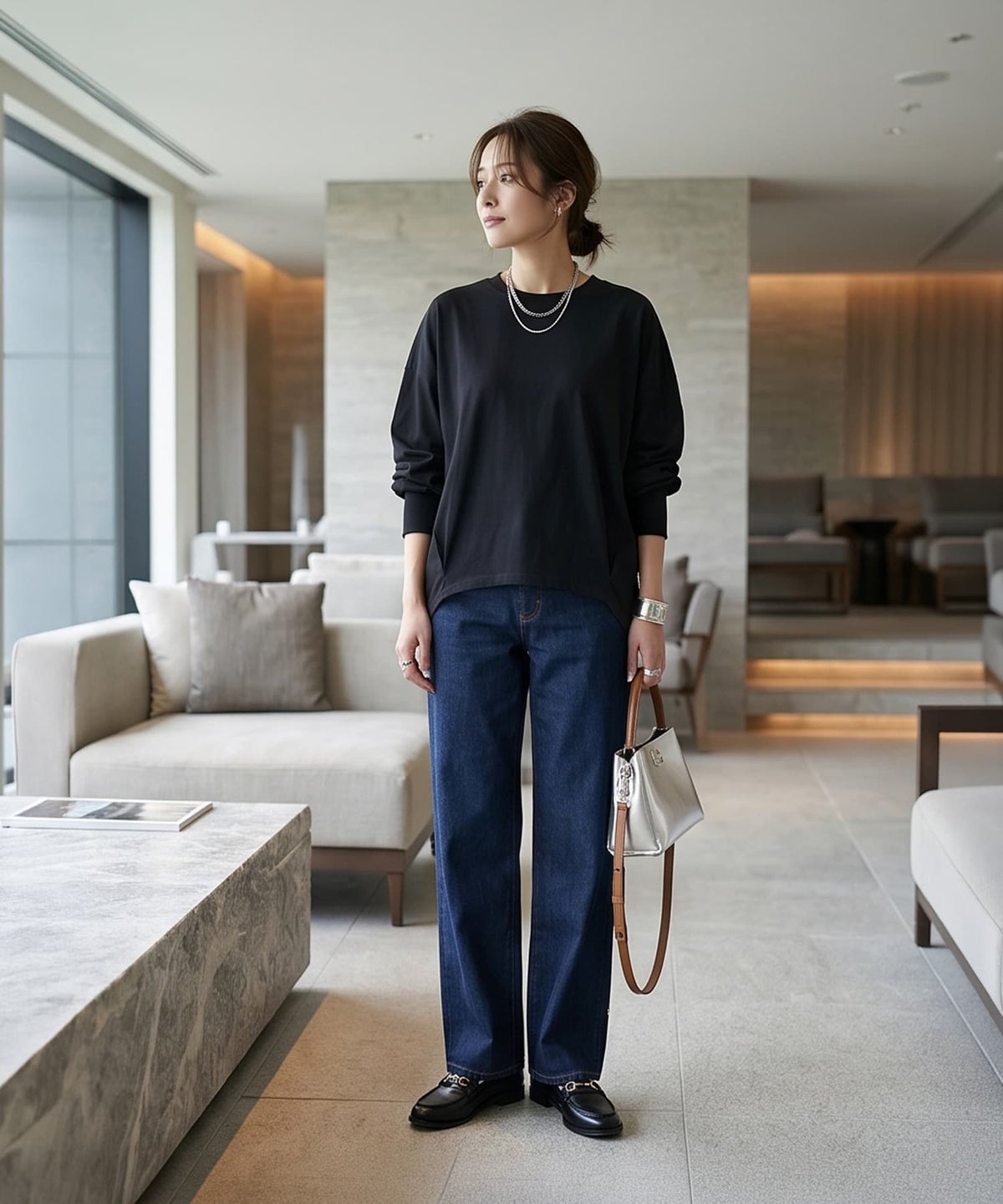 着用イメージ 163cm ブラック