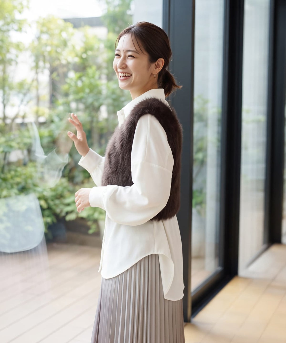 着用イメージ 163cm ダークブラウン