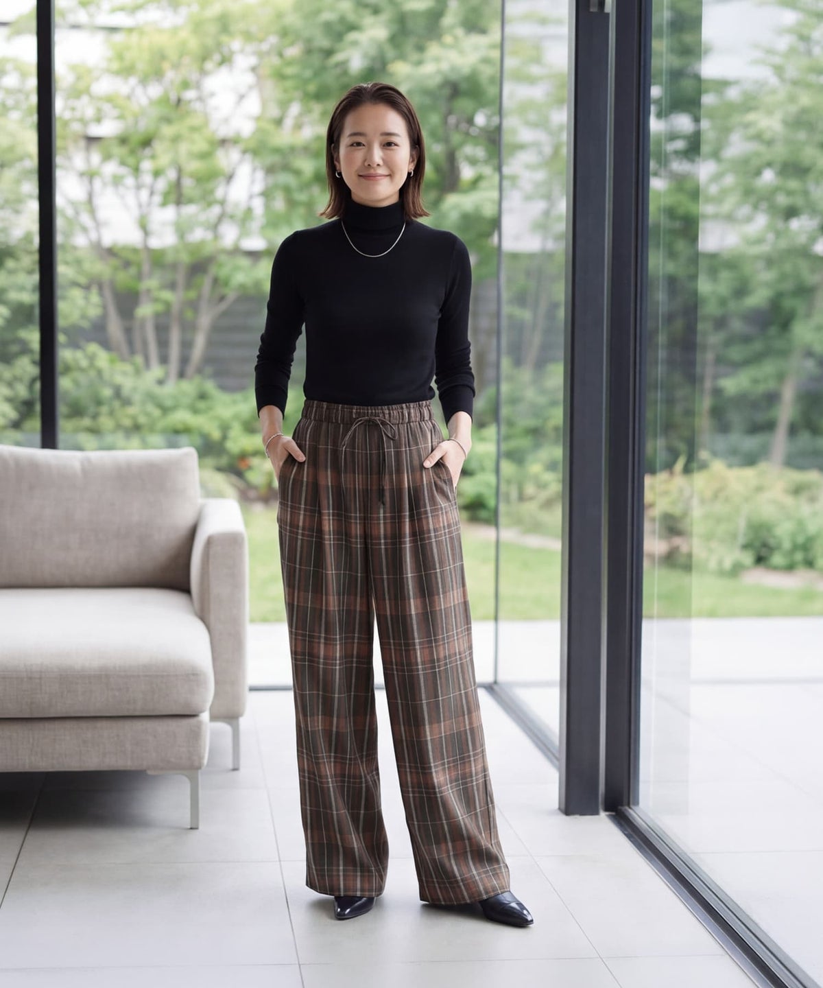 着用イメージ 163cm ブラウンミックス