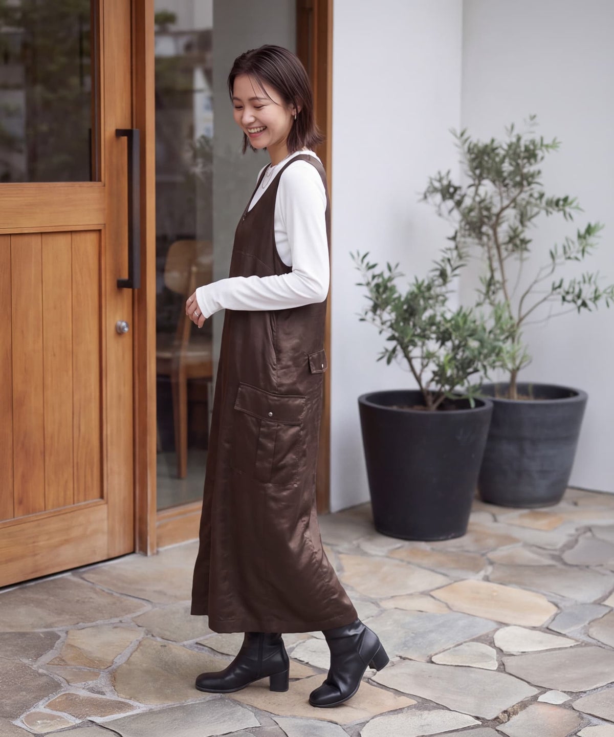 着用イメージ 163cm ブラウン