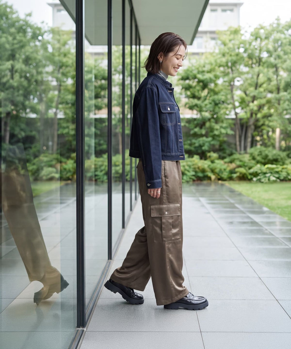 着用イメージ 163cm カーキ