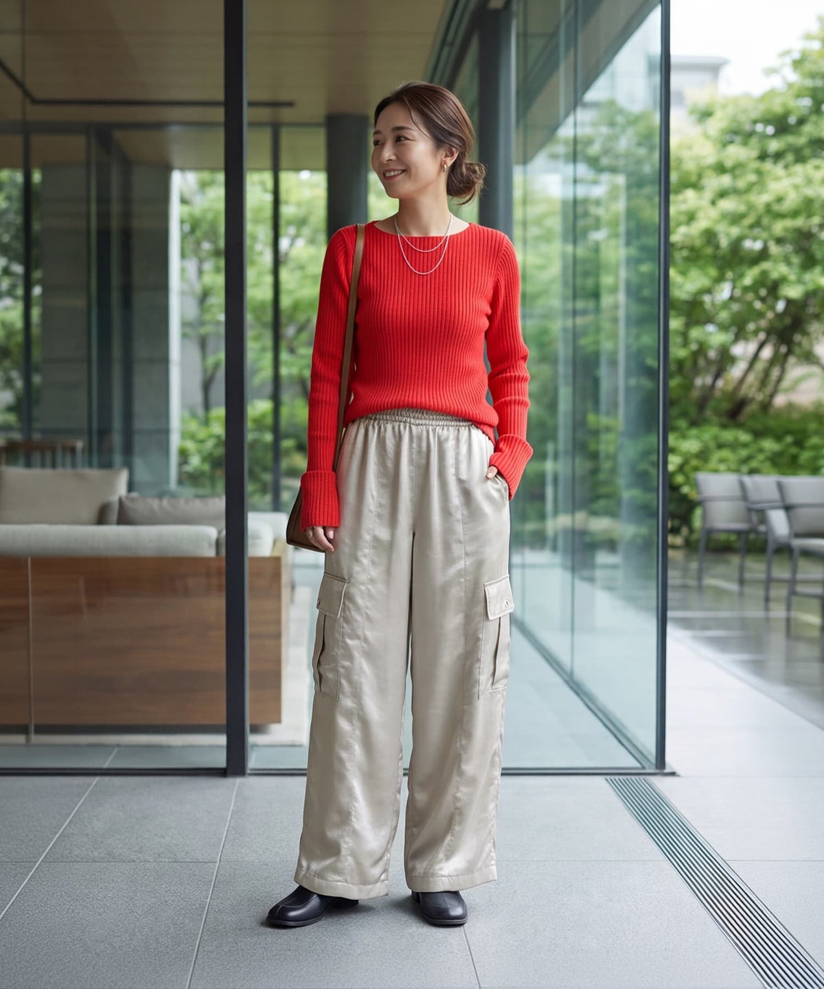着用イメージ 163cm グレージュ