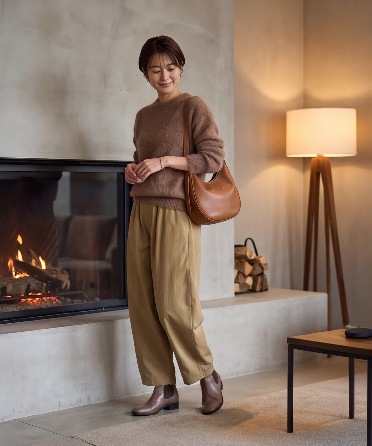 着用イメージ 163cm ベージュ