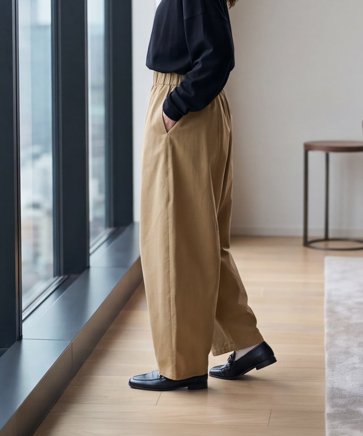 着用イメージ 163cm ベージュ