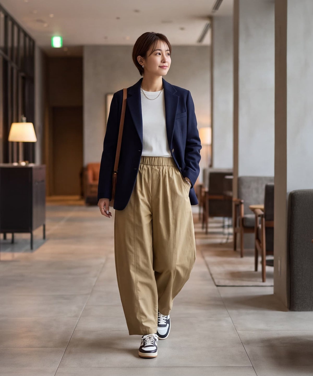 着用イメージ 163cm ベージュ