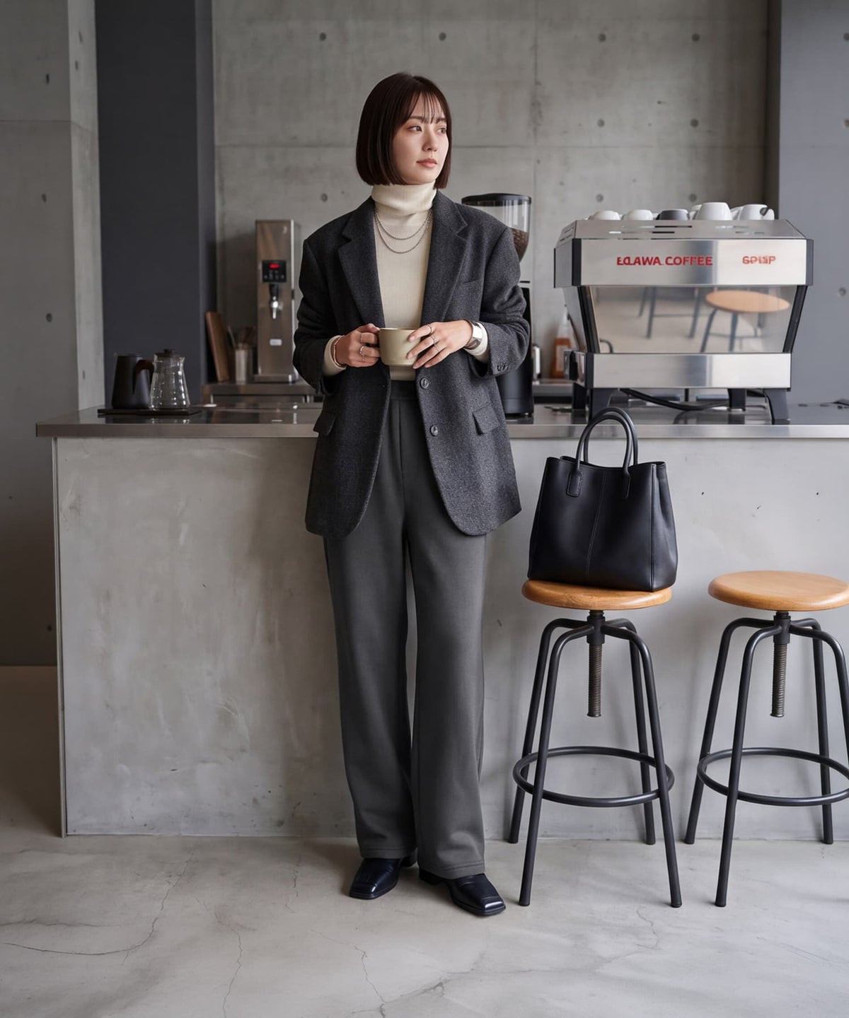 着用イメージ 163cm チャコールグレー