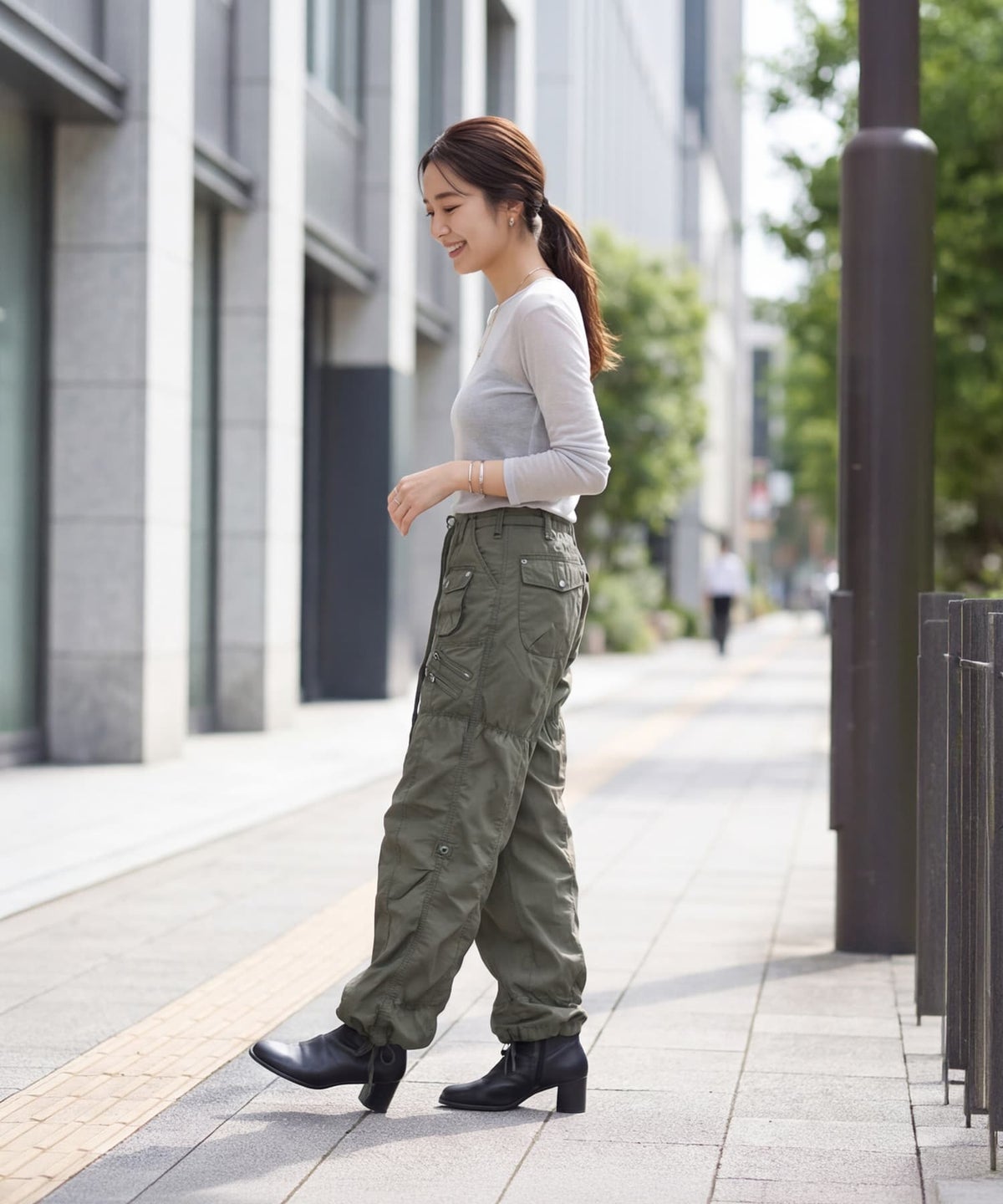 着用イメージ 163cm カーキ