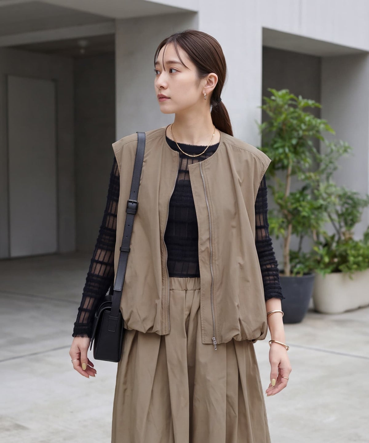 着用イメージ 163cm ベージュ