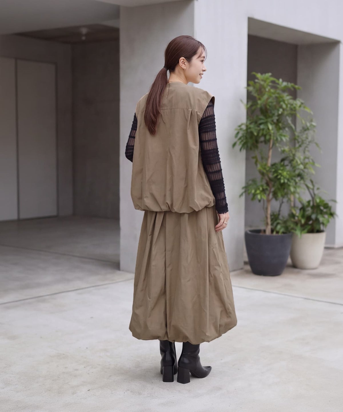着用イメージ 163cm ベージュ