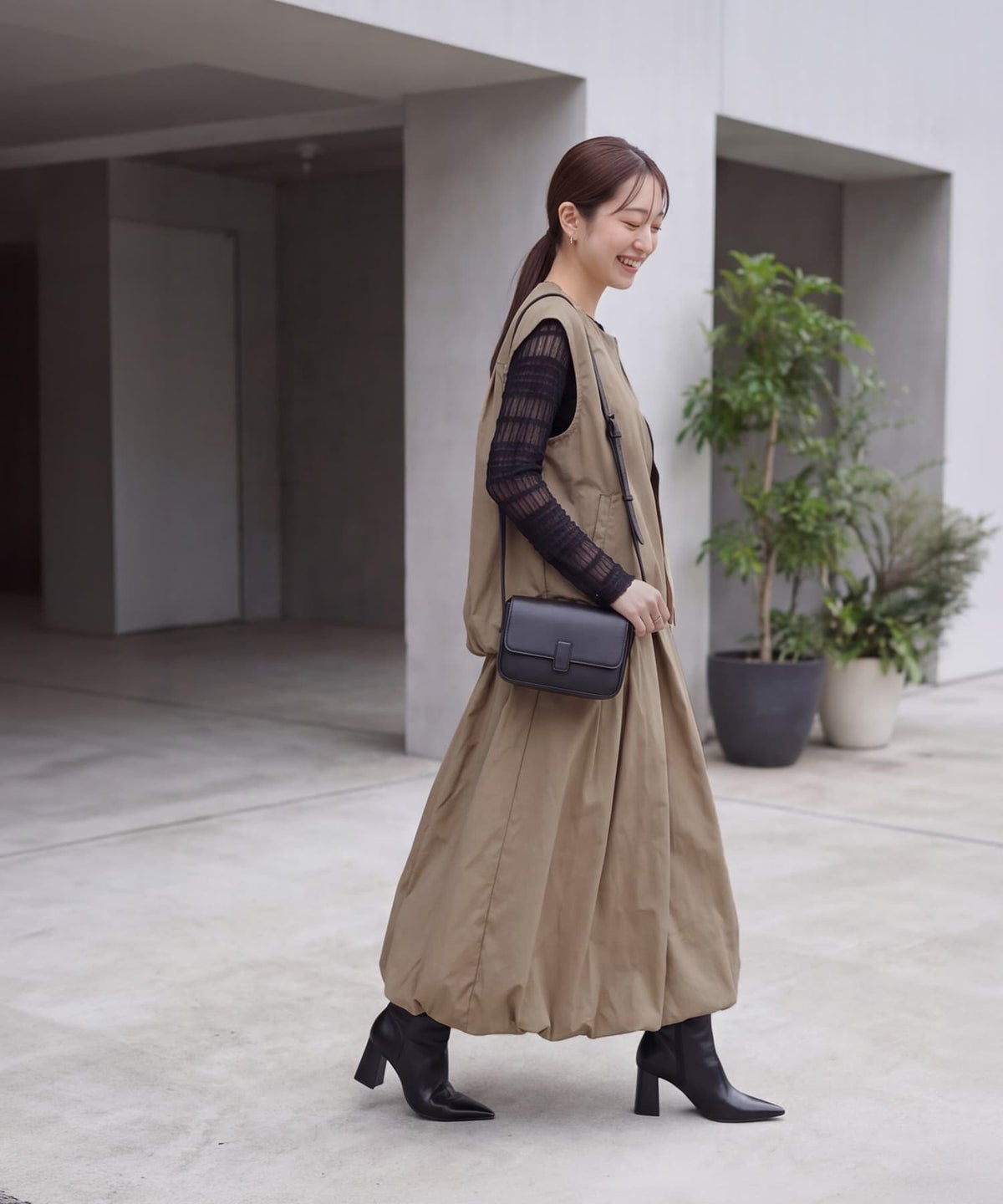 着用イメージ 163cm ベージュ