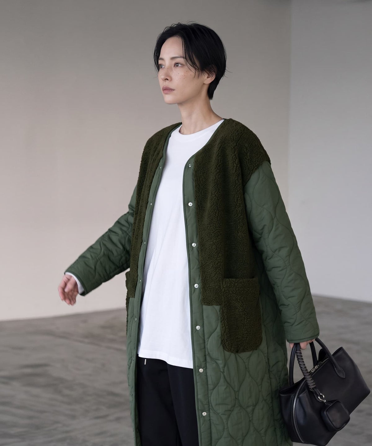 着用イメージ 170cm カーキ