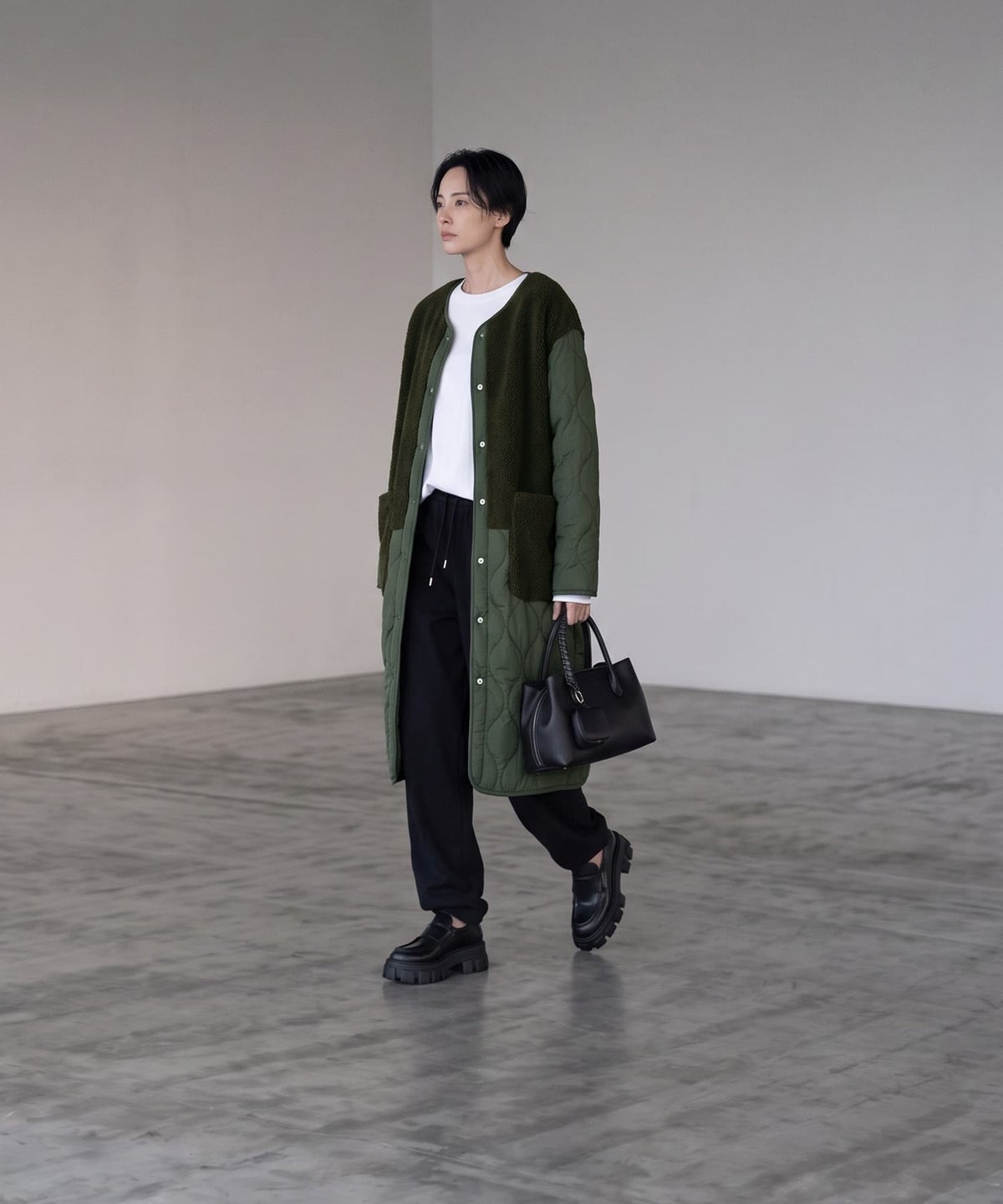 着用イメージ 170cm カーキ