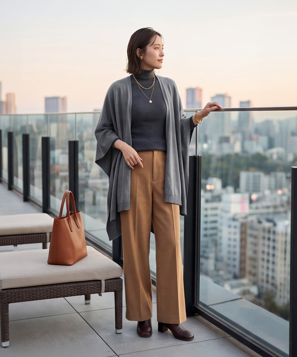 着用イメージ 163cm ダークグレー