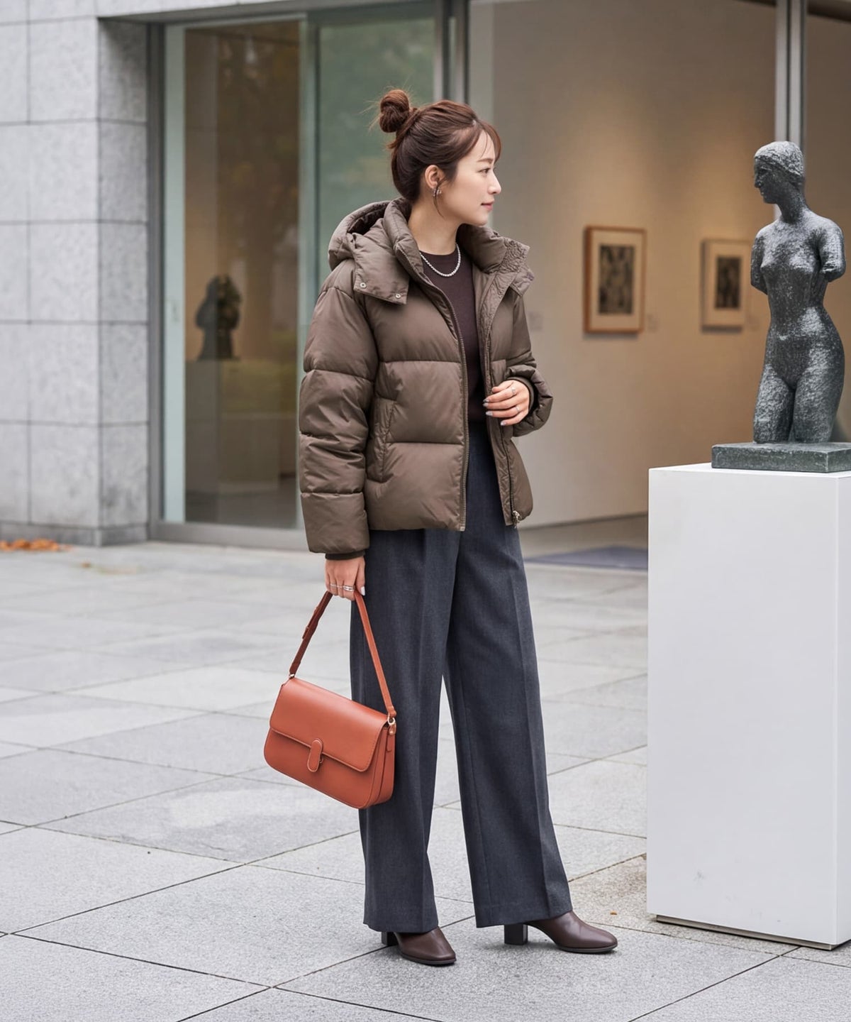 着用イメージ 163cm ブラウン