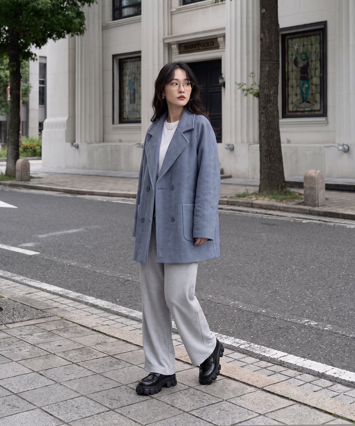 着用イメージ 170cm ブルー
