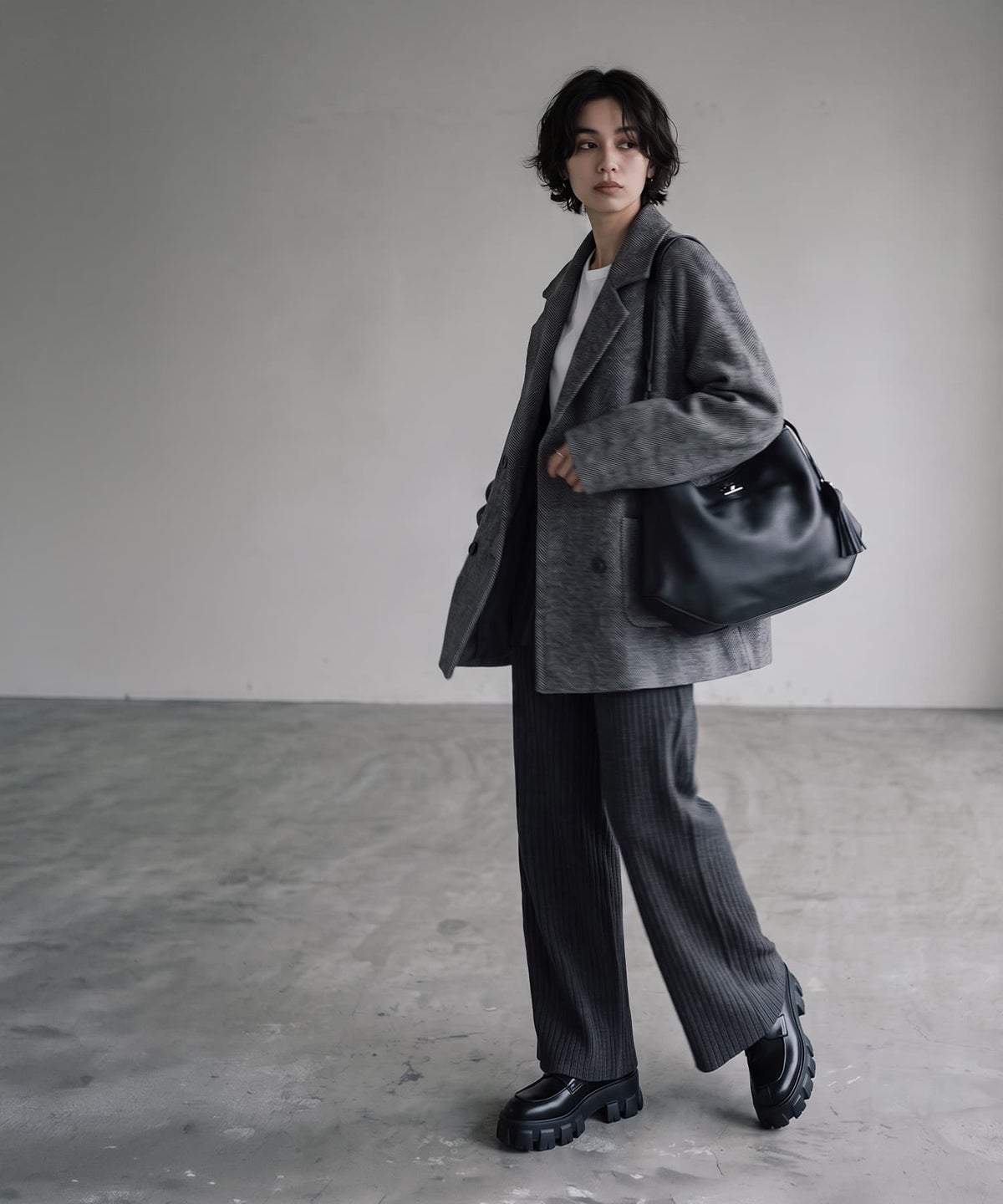 着用イメージ 170cm チャコールグレー
