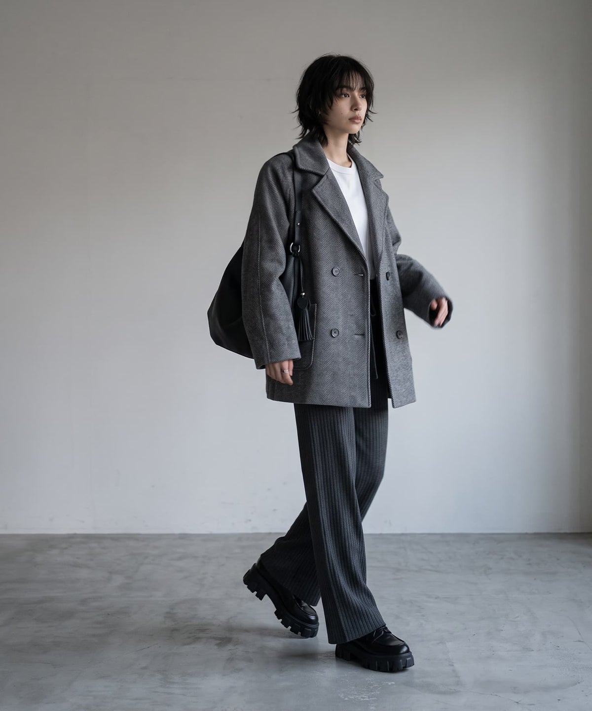 着用イメージ 170cm チャコールグレー