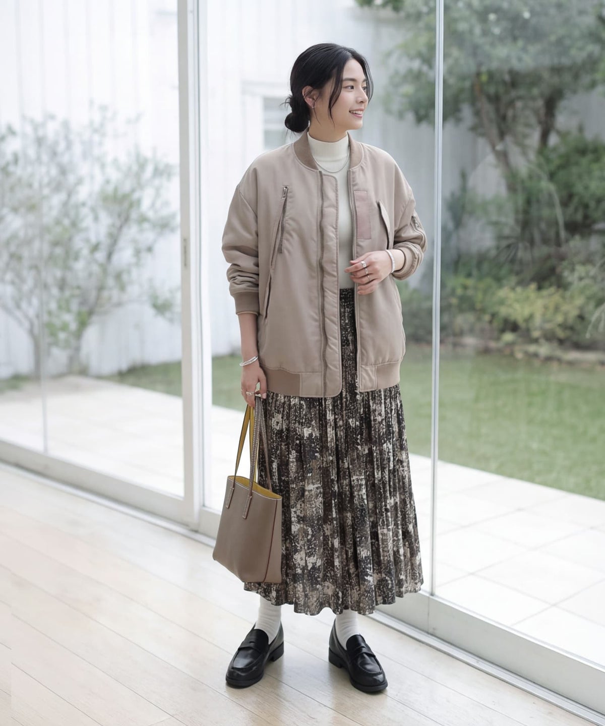 着用イメージ 163cm ピンクベージュ
