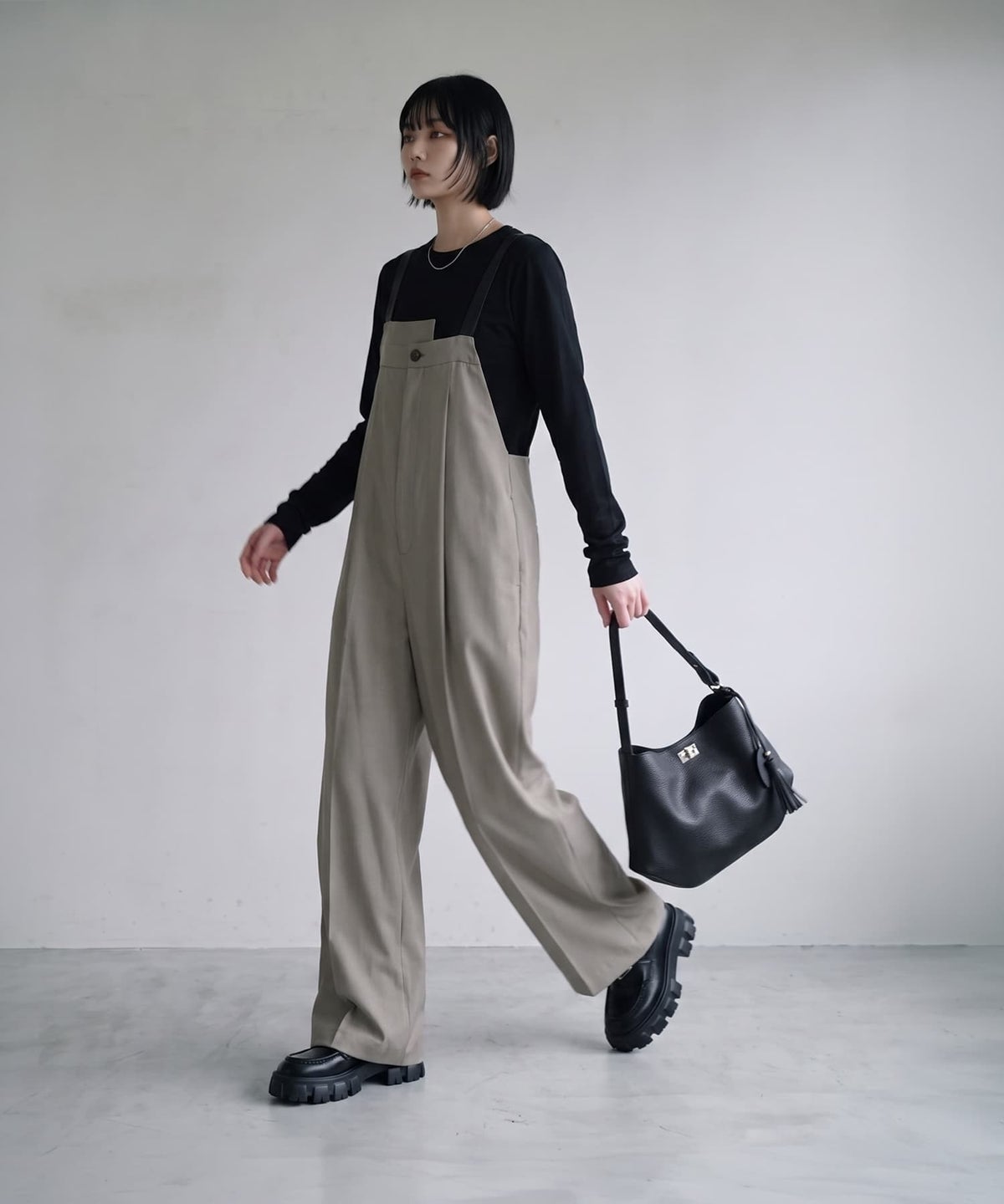 着用イメージ 170cm グレーベージュ
