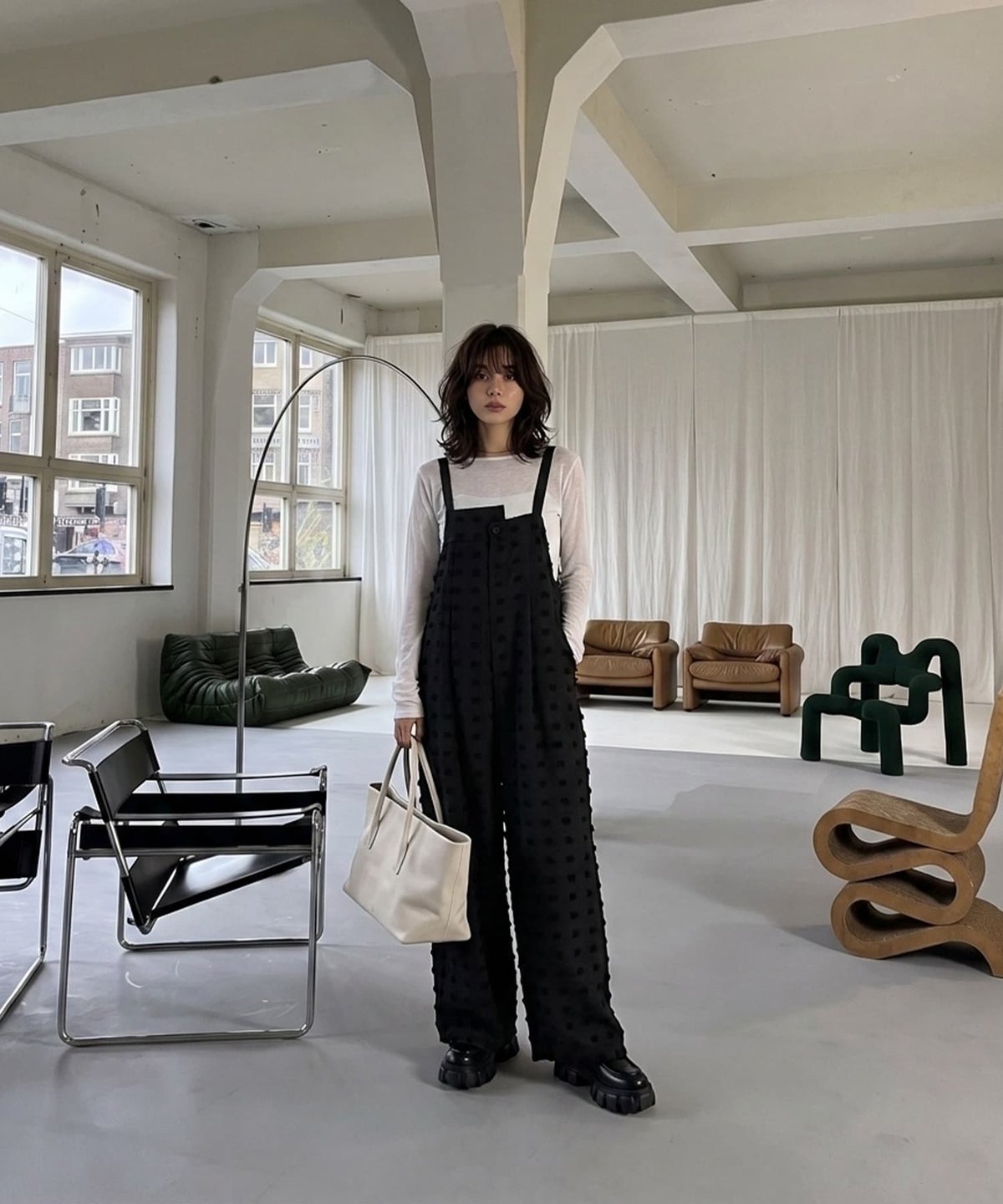 着用イメージ 170cm ブラックドット